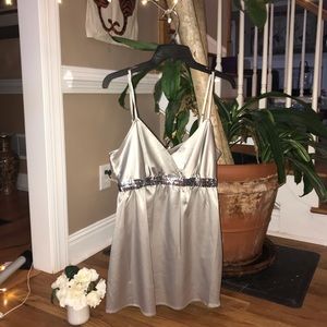 Express silk and sequin gray top